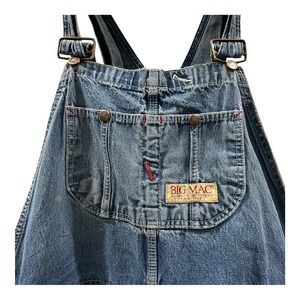 Big Mac Overalls Mens 50‎ Big Square Bak Work Wear Denim Bib Vintage Retro 54x33